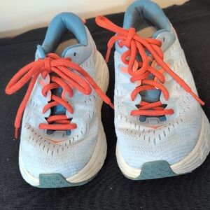 Hoka One One Women's Sneakers in Light Blue and Red